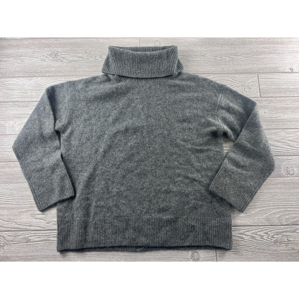 Rails Gray Cashmere Silk Blend Turtleneck Sweater Large Heathered Knit Top